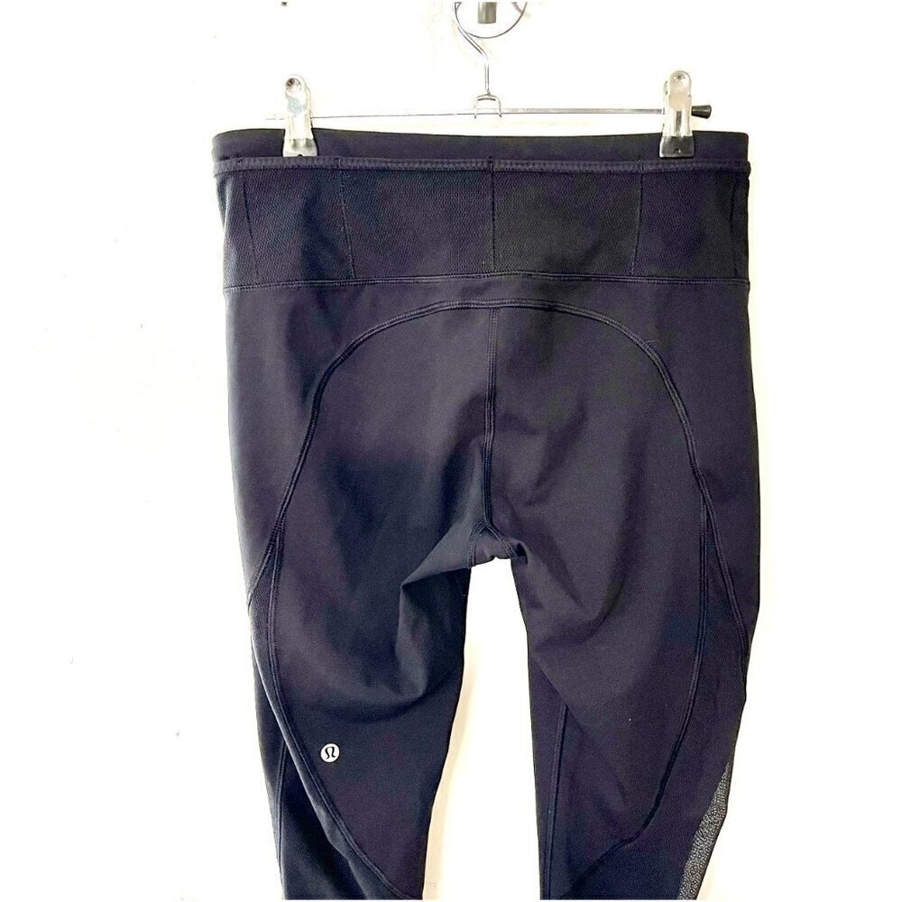 Lululemon Black Mesh Crop Athletic Running Yoga Leggings Women's Size 6 - Picture 10 of 10